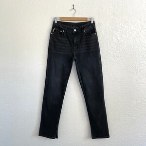 GANNI Straight-Leg Jeans Ankle Slit Detail High Rise Black Organic Cotton Denim
